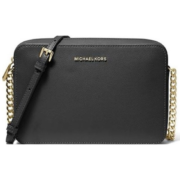 NWT MICHAEL Michael Kors Jet Set Travel Crossbody Bag Black Saffiano - Picture 1 of 13